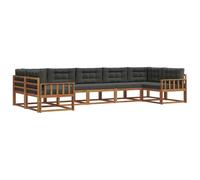 Ensemble de Canapés d'Extérieur 7 pc Bois d'Acacia Naturel et Anthracite | Bois d'acacia massif,design à dossier lamelle,accoudoirs pratiques,cadre à lattes robuste,assemblage avec