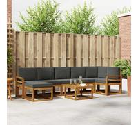 vidaXL Ensemble de canapés d'extérieur 8 pcs Naturel et Anthracite, Canapés Modernes pour Jardin, Salon Plein air Flexible, canapé sectionnel, Meubles de terrasse, assises en Bois d'acacia près de la