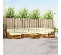 vidaXL Ensembles de canapés avec Coussin 9 pcs Naturel et Anthracite, Canapé de Jardin en Bois d'acacia, Meubles Modernes, Suite Lounge, sièges Confortables au Bord de la Piscine