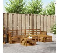 vidaXL Ensemble de canapés 6 pcs Naturel – Bois d’acacia massif, canapé d’angle moderne