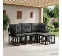 vidaXL Ensemble de canapés d'extérieur 4 pcs Naturel Polyester, Salon de Jardin Tendance, résistant aux intempéries, Meubles en rotin, sectionnel pour se détendre
