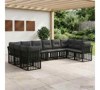 vidaXL Ensemble de canapés d'extérieur 10 pcs Blanc Naturel et Crème, Canapé d'extérieur modulable, Ensemble de Jardin avec Coussins, résistant aux intempéries, pour Un Coin détente