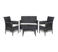 Ensemble de canapés en résine tressée - VidaXL - Noir - Salon bas - 4 personnes