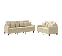 Ensemble de canapés en Tissu crème 2 pièces avec Coussins, canapé Convertible modulable et déhoussable, Design scandinave Moderne pour Salon séjour Bureau, canapé Relax avec Grand Confort