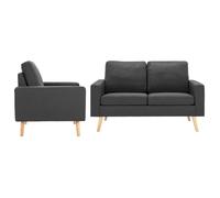 Ensemble de canapés en tissu - vidaXL - Gris foncé - Fauteuil: 77x71x80 cm - Canapé 2 places: 130x76x82,5 cm