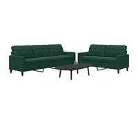 vidaXL Ensemble de canapés 2 pcs avec coussins Velours vert foncé