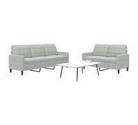 vidaXL Ensemble de canapés 2 pcs avec coussins Gris clair Velours canapé siège de canapé canapé relax canapé confort 3278391