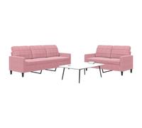 vidaXL Ensemble de canapés 2pcs et coussins et traversins rose velours