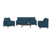 vidaXL Ensemble de canapés 4 pcs velours bleu avec coussins et traversins