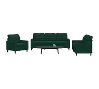 vidaXL Ensemble de canapés 3 pcs Velours Vert foncé avec coussins 3278353