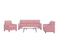Vidaxl Ensemble De Canapés 4pcs Et Coussins Et Traversins Rose Velours Multicolore