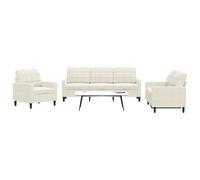 vidaXL 3-delige Loungeset met kussens en bolsters fluweel crÃmekleurig3278379 Blanc G