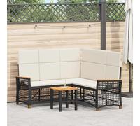 vidaXL Ensemble de canapés inclinables de jardin noir et blanc crème