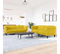 vidaXL Ensemble de canapés 3 pcs jaune velours