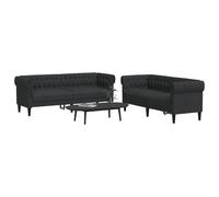 vidaXL Ensemble de canapés 3 pcs noir tissu