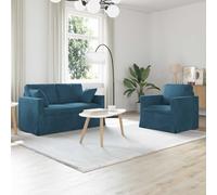 Ensemble de canapés modulables 2 pièces Bleu Velours 138 x 78 x 80 cm Convertible réversible Design Moderne Durable pour Salon séjour Bureau