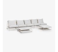 Ensemble De Canapés Modulaires Amaro 5 Pièces Avec Table D'appoint Et Pouf Convertible Blanc Gardenia Blanc