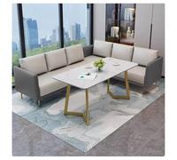 Ensemble De Canapés Modulaires Modernes, Meubles De Café en Métal avec Table en Pierre Frittée, Canapés De Salle À Manger en Cuir PU avec Base en Métal, for Magasins, Salons De Beauté(D)