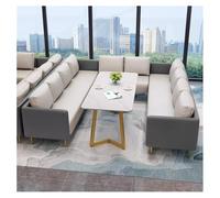 Ensemble De Canapés Modulaires Modernes, Meubles De Café en Métal avec Table en Pierre Frittée, Canapés De Salle À Manger en Cuir PU avec Base en Métal, for Magasins, Salons De Beauté(F)