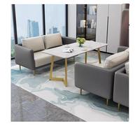 Ensemble De Canapés Rembourrés Avec Table En Pierre Frittée, Meubles De Café En Métal, Canapés D'affaires En Cuir De Qualité Supérieure, For Magasins, Salons De Beauté Et Espaces De Détente(B,128CM)