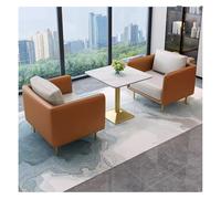 Ensemble De Canapés Rembourrés Avec Table En Pierre Frittée, Meubles De Café En Métal, Canapés D'affaires En Cuir De Qualité Supérieure, For Magasins, Salons De Beauté Et Espaces De Détente(A,73CM)