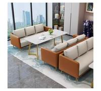 Ensemble De Canapés Rembourrés Avec Table En Pierre Frittée, Meubles De Café En Métal, Canapés D'affaires En Cuir De Qualité Supérieure, For Magasins, Salons De Beauté Et Espaces De Détente(A,180CM)