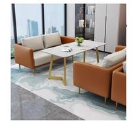 Ensemble De Canapés Rembourrés Avec Table En Pierre Frittée, Meubles De Café En Métal, Canapés D'affaires En Cuir De Qualité Supérieure, For Magasins, Salons De Beauté Et Espaces De Détente(A,128CM)