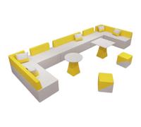 Ensemble de canapés sectionnels modulaires, canapé combiné Moderne avec Tables Basses et poufs, sièges Polyvalents for réception de Bureau, Salle d'attente, Hall d'entrée, Centre de Formation(5)