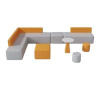 Ensemble de canapés sectionnels modulaires, canapé combiné Moderne avec Tables Basses et poufs, sièges Polyvalents for réception de Bureau, Salle d'attente, Hall d'entrée, Centre de Formation(12)