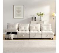 Ensemble de canapés séparables modulaires 4 places - aménagement libre de L'espace avec combinaison salon-canapé-lit -beige