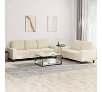 Ensemble de Canapés 2 pcs, Sièges avec Coussins, Canapés avec Accoudoirs et Dossier, Meubles de Salle de Séjour, Moderne, Crème Tissu