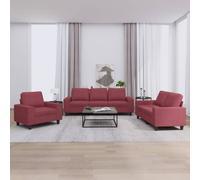 Ensemble de Canapés Sièges Salle de Séjour 3 pcs Rouge Bordeaux Tissu vidaXL