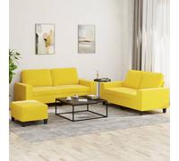 Vidaxl Ensemble De Canapés 3 Pcs Jaune Clair Tissu Jaune