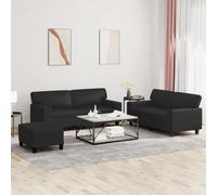 Ensemble de Canapés Sièges Salle de Séjour Maison 3 pcs Noir Similicuir vidaXL