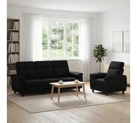 vidaXL Ensemble de Canapés 2 pcs Noir Tissu