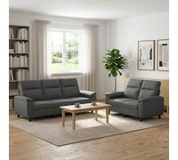 vidaXL Ensemble de Canapés 2 pcs Gris foncé Tissu