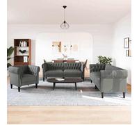 Ensemble de canapés tradi pour le salon en tissu gris foncé, dispos de 1, 2, et 3 places. En polyester qui respire 3385859