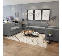 Ensemble De Canapés Trois Pièces Tissu Gris Clair