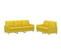 Vidaxl Ensemble De Canapés 2 Pcs Avec Coussins Jaune Clair Tissu Jaune