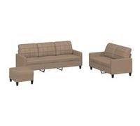 Ensemble de canapés vidaXL 3 pièces avec coussins Cappuccino Similicuir Marron G