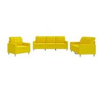 Ensemble de canapés vidaXL 3 pièces avec coussins en Tissu Jaune clair Jaune G