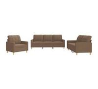 Vidaxl Ensemble De Canapés 3 Pcs Avec Coussins Marron Tissu Marron