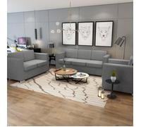 Ensemble de canapés - vidaXL - 3 pièces - Tissu - Gris clair - Confort moelleux