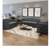 Ensemble de canapés - vidaXL - 3 pièces - Tissu gris foncé - Confort moelleux - Déhoussable