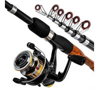 Ensemble de canne à pêche avec construction en fibre de verre et poignée en bois massif, plusieurs longueurs 1, 1, 6 m, 1 8 m, poids de 501 g à 514 g, comprend des boucles métalliques et des boulons