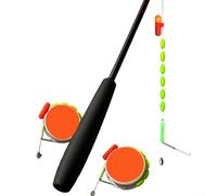 Ensemble de canne à pêche en forme de crevette avec double veilleuse, tiges en fibre de verre de carbone à positionnement automatique du bas équipées d'un crochet en acier inoxydable, mât noir de