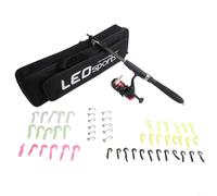 Ensemble de canne à pêche portable de 160 cm pliable avec moulinet, leurres souples, hameçons, boîte de rangement pour la pêche en rivière, lac, mer, débutants