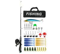 Ensemble de canne à pêche pour , canne à pêche portable et moulinet, ensemble de cannes télescopiques de 1,6 m et boîtes d'équipement, kit complet avec appâts pour