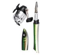 Ensemble de canne à pêche, stylo de poche, canne à pêche télescopique en forme de poisson, stylo de pêche, canne à pêche pliable, poignée confortable pour pêche à la mouche glacée, voyage en eau salée