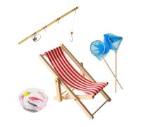 Ensemble de Cannes à pêche Miniature - 5 pièces pour décorer des scènes de pêche créatives pour, Accessoires de Gnomes Miniatures | Accessoires pour chaises de Maison de intéressantes